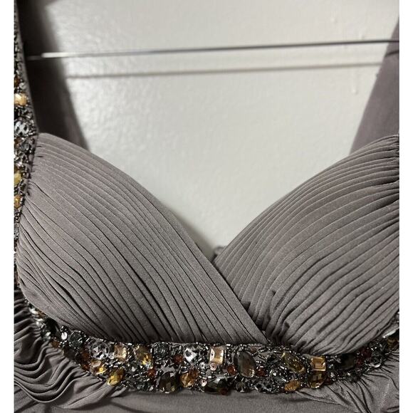 Cache Women Gray Ruche Sweetheart Neckline beaded Bodycon Dress Sz 2 Cocktail - Picture 9 of 15